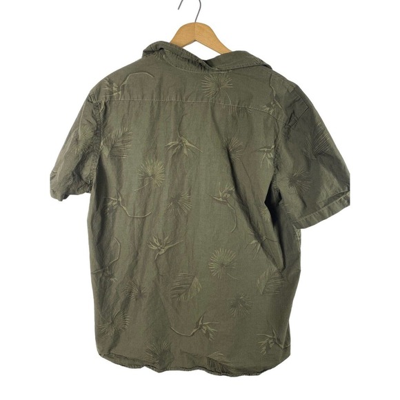 Express Large Shirt Mens Button Down Military Green Palm Leaf Print Tropical - Picture 4 of 7
